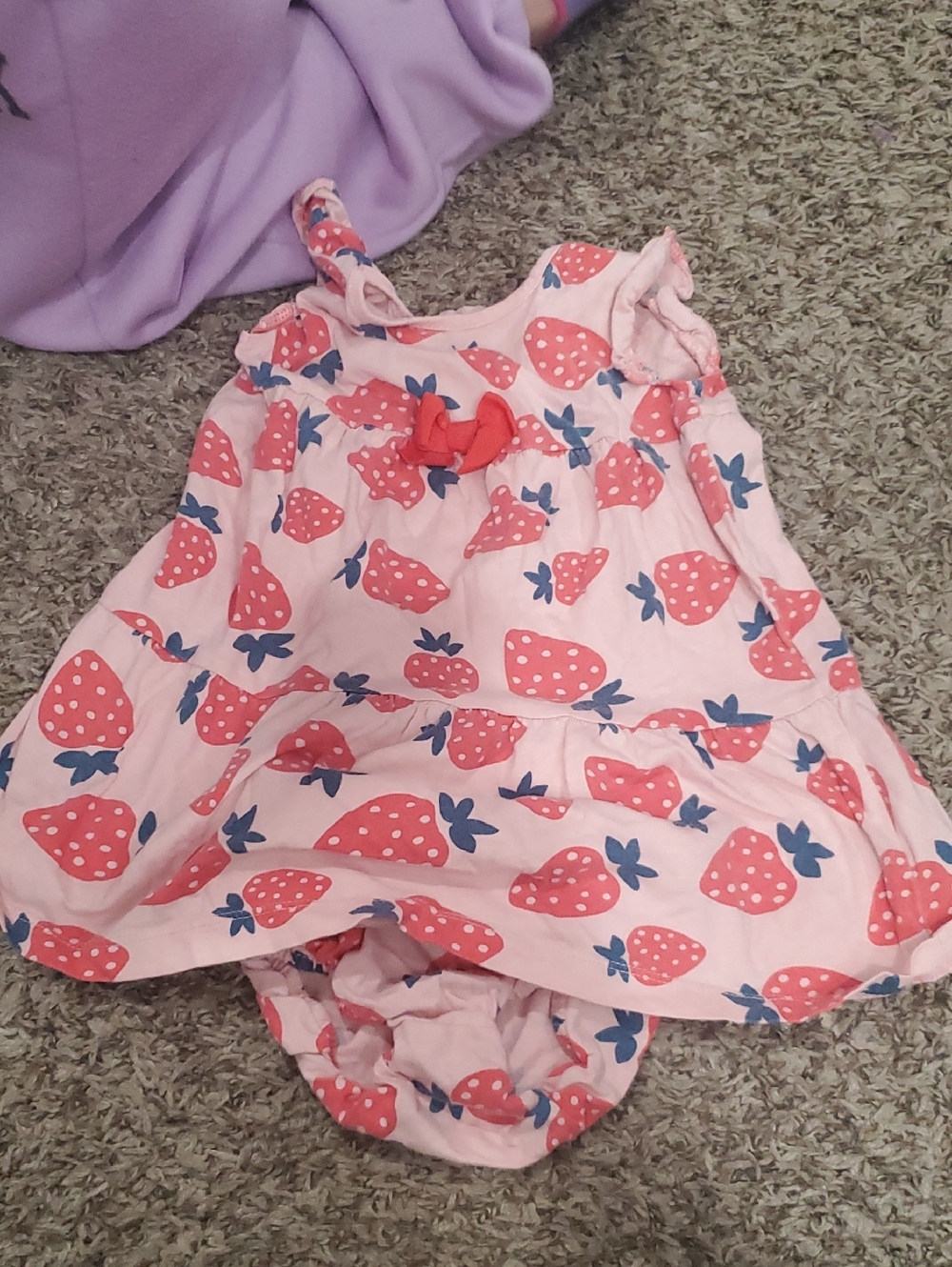 child of mine Pink Strawberry Print Dress Set